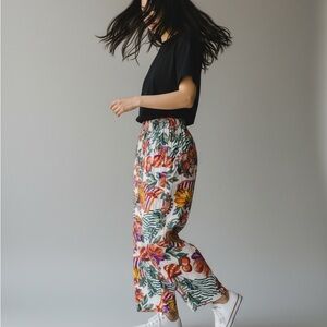 Label Of Love Floral Wide Leg Pants Boho Elastic Waist Drawstring